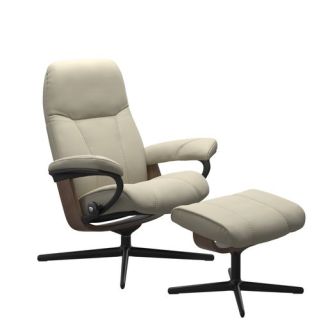 Stressless® Consul Cross Base Recliner with Ottoman