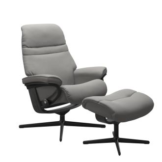 Stressless® Sunrise Cross Base Recliner with Ottoman