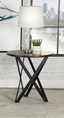 Zack Round End Table Smokey Grey And Black